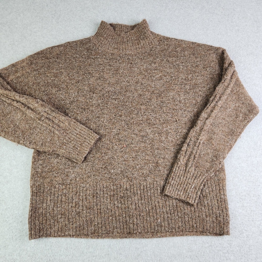 Lauren Conrad Sweater Womens XS Brown Marled Knit Soft Warm Relaxed Mock Neck